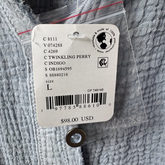 NWT Free People Blue Gauzy Lucy Cotton Button-Front Swing Blouse - Women's Large - Picture 5 of 12